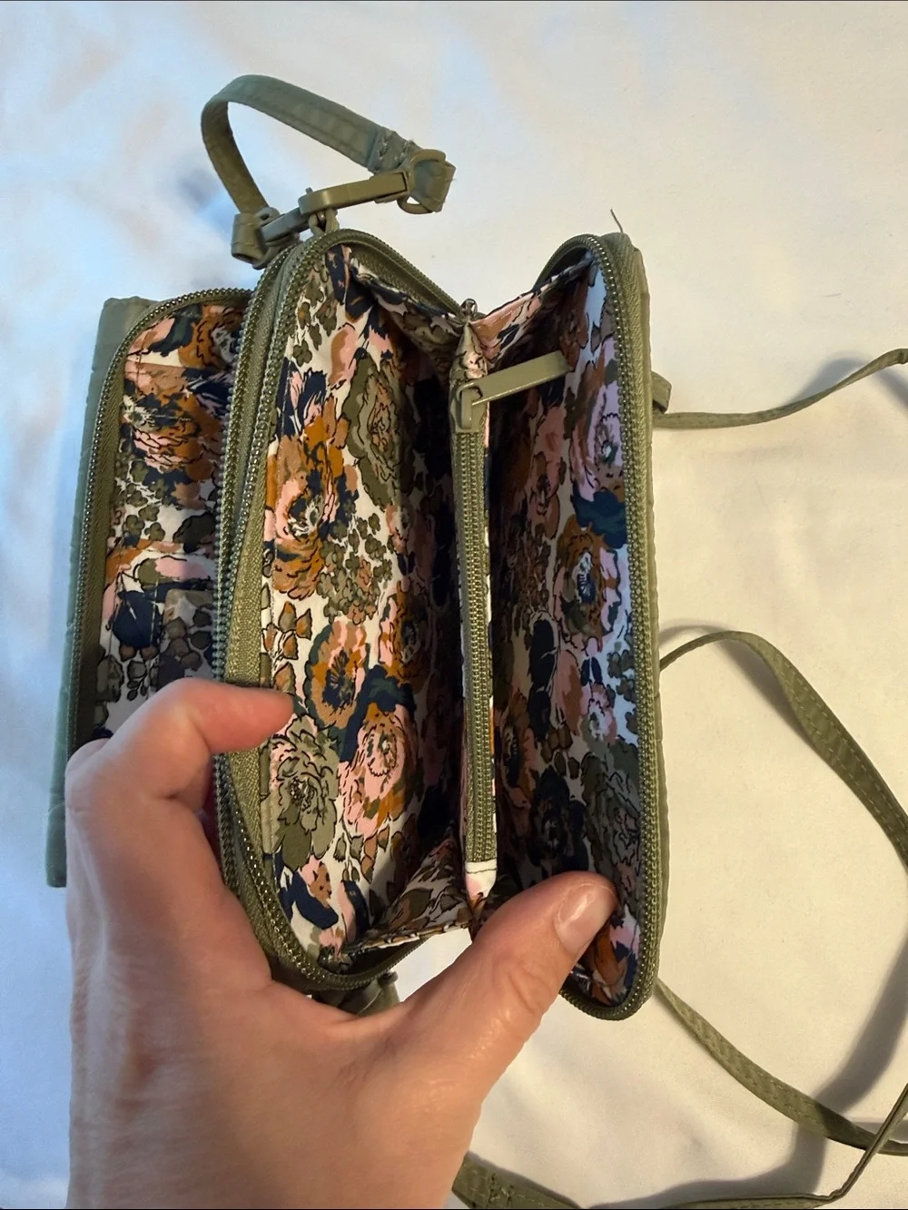 Vera Bradley Quilted Olive Green Crossbody Wallet